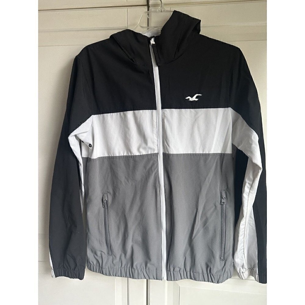 Hollister Jacket Men Women Unisex XS Black White Windbreaker Lightweight